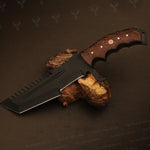 Handmade Black Powder Coated Hunting Tanto Knife with Brown Dollar Sheet Handle. Pro-Netto1710