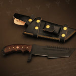 Handmade Black Powder Coated Hunting Tanto Knife with Brown Dollar Sheet Handle. Pro-Netto1710