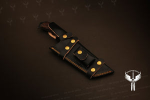 Handmade D2 Steel Tanto Knife with Groove, Sawback Serration & Mosaic on Handle. Netto1710