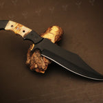 Handmade Black Powder Coated Hunting Bowie Knife Micarta Handle. Pro-Vigoroso1711