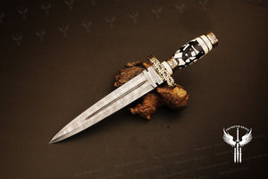 Handmade Damascus steel Dagger Knife with Gemstone Type Handle. Pro-Diese1606