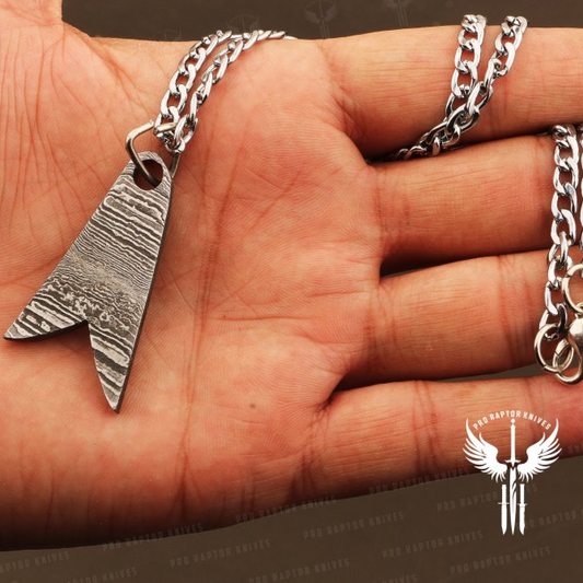 Hand Forged Fish Tail Shaped Pendant Packed in Ash wood Gift Box. Pro1842