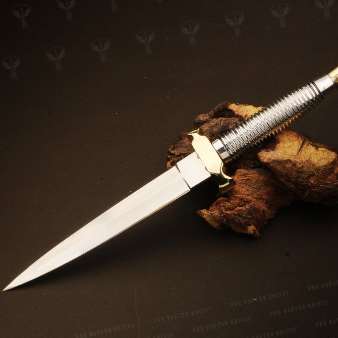 Handmade J2 steel Dagger Knife with Metal Threads Handle. Pro-Diese1702