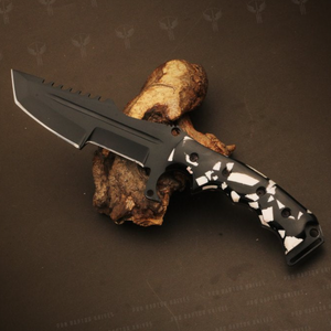 Handmade Black Powder Coated Hunting Tanto Knife with Two Color Resin Handle. Pro-Netto1708