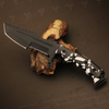 Handmade D2 steel Tanto Fixed Knife with Grooved Spine & Two-Color Resin Handle. Pro-Netto1708