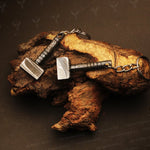 Handmade Damascus steel Thor Hammer Keychain. Buy One Get One Free in a Ash wood Gift Box. Pro-Hermoso1731