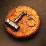 Handmade Damascus steel Gavel Hammer Keychain. Buy One Get One Free in a Ash wood Gift Box. Pro-Hermoso1732