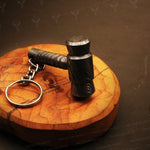 Handmade Damascus steel Gavel Hammer Keychain. Buy One Get One Free in a Ash wood Gift Box. Pro-Hermoso1732