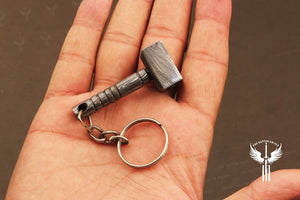 Handmade Damascus steel Thor Hammer Keychain. Buy One Get One Free in a Ash wood Gift Box. Pro-Hermoso1731