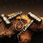 Handmade Damascus steel Round Shape Thor Hammer Keychain. Buy One Get One Free in a Ash wood Gift Box Pro-Hermoso1733