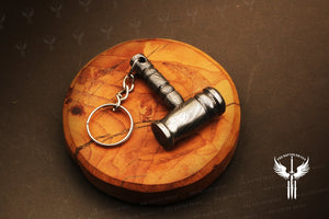 Handmade Damascus steel Round Shape Thor Hammer Keychain. Buy One Get One Free in a Ash wood Gift Box Pro-Hermoso1733