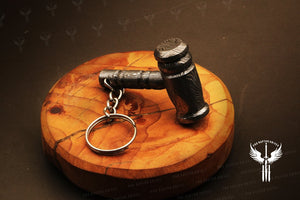 Handmade Damascus steel Round Shape Thor Hammer Keychain. Buy One Get One Free in a Ash wood Gift Box Pro-Hermoso1733