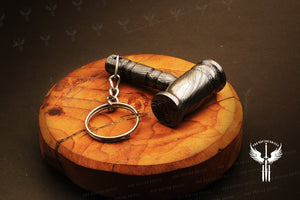 Handmade Damascus steel Round Shape Thor Hammer Keychain. Buy One Get One Free in a Ash wood Gift Box Pro-Hermoso1733