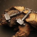 Handmade Damascus steel Sharp Edge Shape Hammer Keychai. Buy One Get One Free in a Ash wood Gift Box. Pro-Hermoso1734