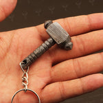 Handmade Damascus steel Sharp Edge Shape Hammer Keychai. Buy One Get One Free in a Ash wood Gift Box. Pro-Hermoso1734