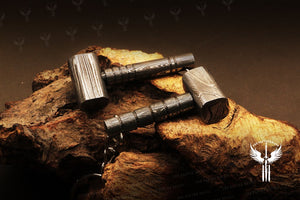 Handmade Damascus steel Edgeless Shape Hammer Keychain. Buy One Get One Free in a box. Pro-Hermoso1735