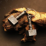 Handmade Damascus steel Thor Hammer Keychain. Buy One Get One Free in a Ash wood Gift Box. Pro-Hermoso1736