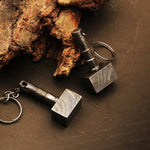 Handmade Damascus steel Thor Hammer Keychain. Buy One Get One Free in a Ash wood Gift Box. Pro-Hermoso1736