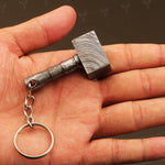 Handmade Damascus steel Thor Hammer Keychain. Buy One Get One Free in a Ash wood Gift Box. Pro-Hermoso1736