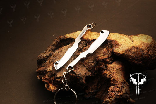 Handmade D2 steel Cleaver Shaped Keychain in Wooden Box. Pro1839