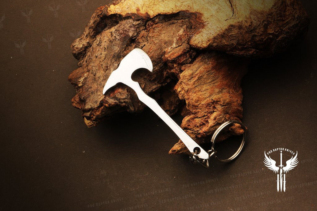 Handmade J2 steel Axe Shaped Keychain. Buy One Get One Free in a Ash wood Gift Box. Pro-Capolavoro1840