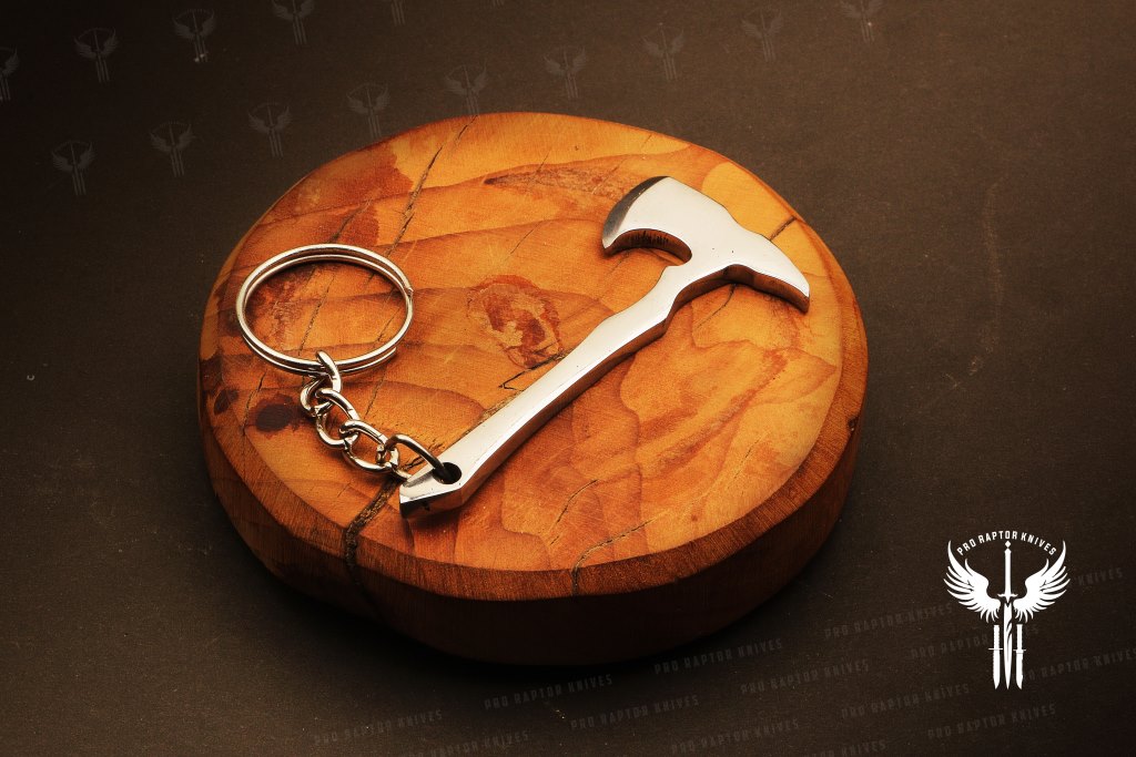 Handmade J2 steel Axe Shaped Keychain. Buy One Get One Free in a Ash wood Gift Box. Pro-Capolavoro1840