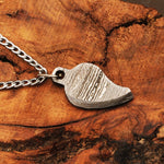 Handmade Damascus steel Leaf shaped Pendant. Packed in Ash Wood Gift Box. Pro-Capolavoro1841