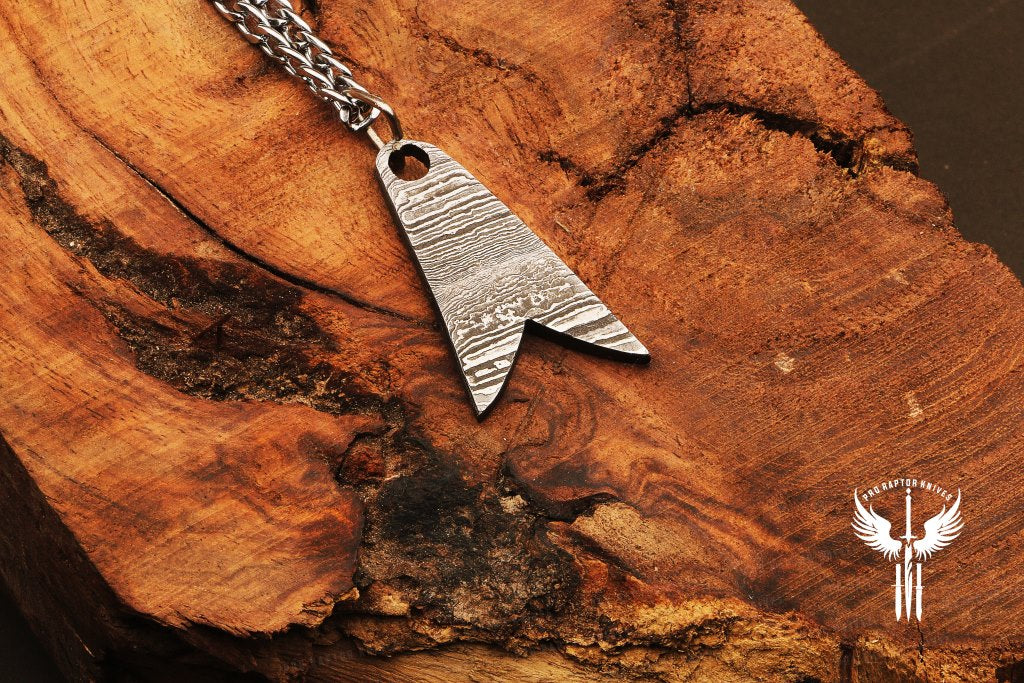 Hand Forged Fish Tail Shaped Pendant Packed in Ash wood Gift Box. Pro1842