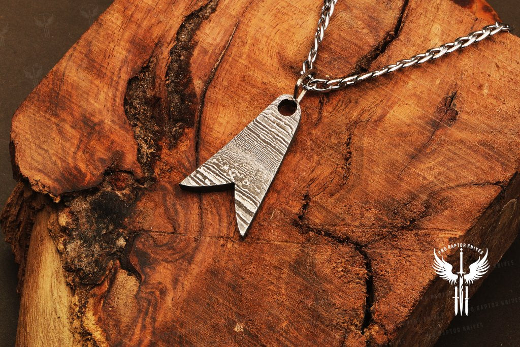 Hand Forged Fish Tail Shaped Pendant Packed in Ash wood Gift Box. Pro1842