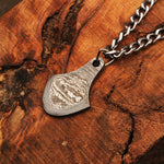 Unisex Damascus steel Pendant with  Ash wood Gift Box. Pro-Capolavoro1844