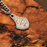 Unisex Damascus steel Pendant with  Ash wood Gift Box. Pro-Capolavoro1844