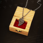 Handmade Damascus steel Leaf shaped Pendant. Packed in Ash Wood Gift Box. Pro-Capolavoro1841