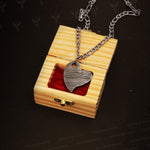 Damascus steel Heart shaped Necklace Packed in Ash wood Gift Box . Pro-Capolavoro1845