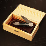 Handmade Damascus steel Micarta Handle Folding Knife. Packed in Ash wood Box. Pro-Vigoroso1703