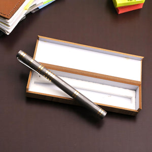 Handmade Damascus Steel & Brass Rings on Ballpoint Pen Barrel with Pocket Clipper. Pro7009