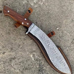 Handmade Damascus Steel Hunting Kukri Knife With Dark Wood Handle. Pro-Bello1450