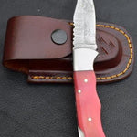 Damascus steel Back Lock Folding Knife with Pink Resin Handle. Pro-Vigoroso1488