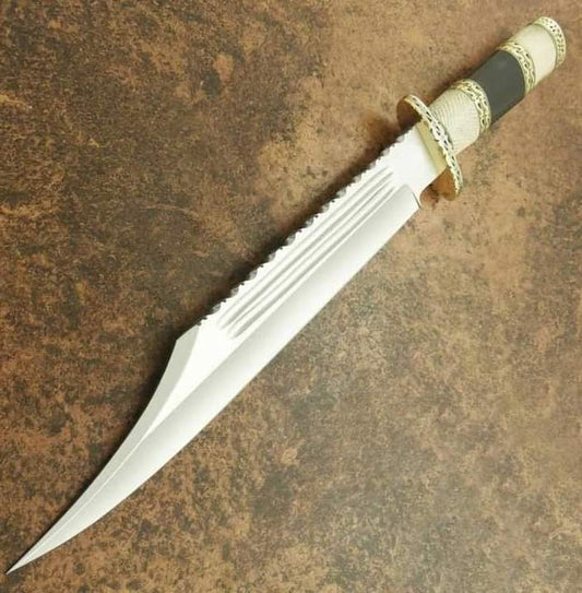 Handmade Damascus Steel Camel Bone Horn Handle Hunting Bowie Knife. Pro1466