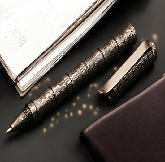 Handmade Damascus steel Pen Custom with Screw Cap and Pocket Clipper. Pro7006
