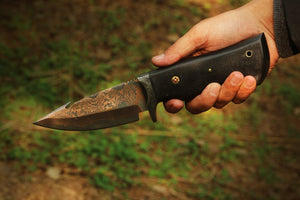 Handmade Copper Damascus steel Camping Skinner with Gut Hook. Pro-Tenace1603