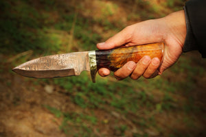 Handmade Copper Damascus Camping Skinner with Ash wood Gift Box. Pro-Tenace1601