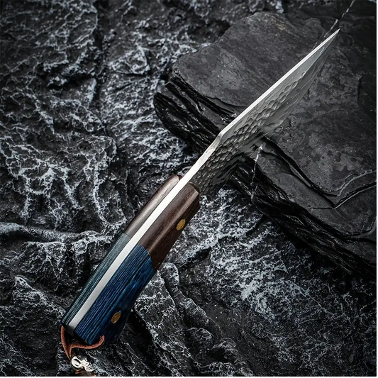 Handmade Stainless Steel Skinner Knife with Wood Handle and Sheath. Pro-Tenace6061