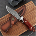 Hand-Forged Damascus Steel Skinner Knife – Mosaic Ash Wood Handle & Steel Guard. Pro-Tenace6062