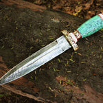 Handmade Damascus steel Dagger Knife with Gemstone Type Handle. Pro-Diese1606