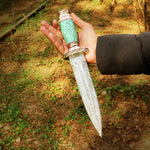 Handmade Damascus steel Dagger Knife with Gemstone Type Handle. Pro-Diese1606