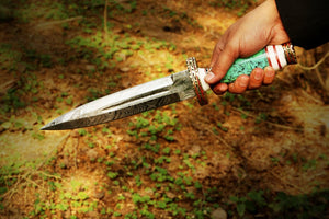 Handmade Damascus steel Dagger Knife with Gemstone Type Handle. Pro-Diese1606