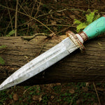 Handmade Damascus steel Dagger Knife with Gemstone Type Handle. Pro-Diese1606