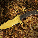 High carbon steel Golden coated hunting tracker TANTO knife. Pro-Capolavoro1848