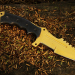 High carbon steel Golden coated hunting tracker TANTO knife. Pro-Capolavoro1848