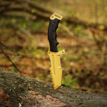 High carbon steel Golden coated hunting tracker TANTO knife. Pro-Capolavoro1848